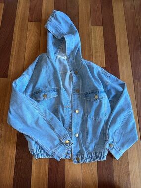 Women’s Light Blue Denim Hoodie Jacket